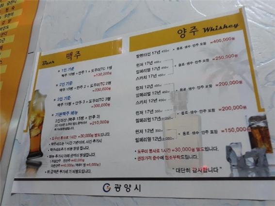 광양시, 혈세 들여 유흥업소에 메뉴판 제공 '논란'