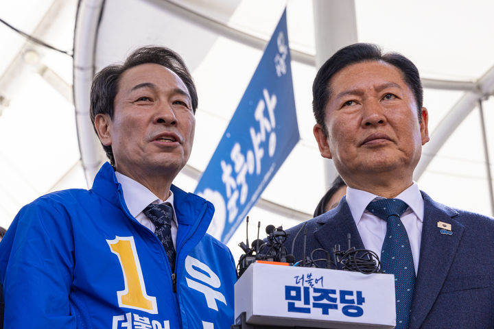 정청래, 강원서 1박2일 우상호 지원사격…"강원에서도 파란 일으킬 것"