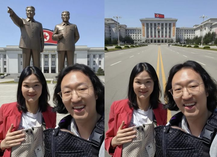 김경진♥전수민, 북한 방문?…김일성·김정일 동상 앞서 미소